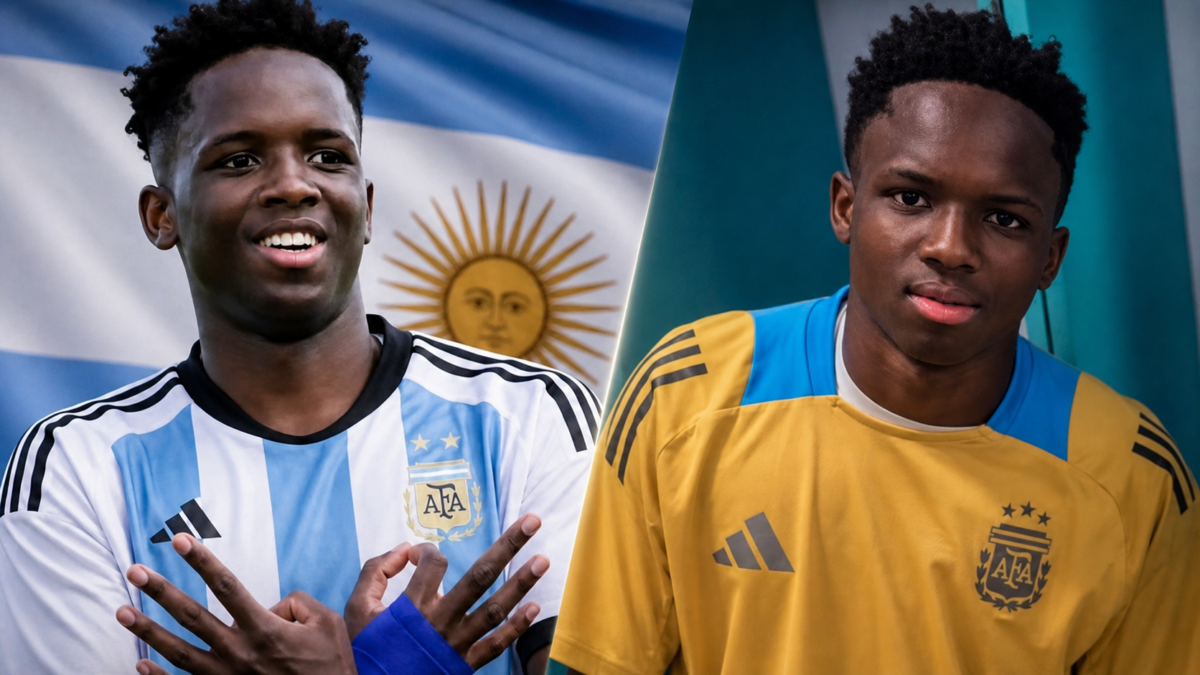 Kiki Ramos avec les maillots de l’Argentine U17